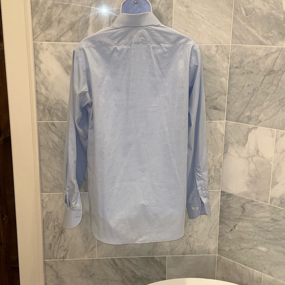 Ike Behar French Dress Shirt Blue Long Sleeve Mens cotton size 16 - Picture 5 of 9